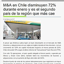 M&A en Chile disminuyen 72% durante enero y es el segundo pas de la regin que ms cae